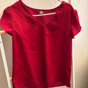 Women's Red V-Neck Top